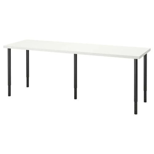 Письменный стол - IKEA LAGKAPTEN/OLOV, 200х60х63-93 см, белый/черный, ЛАГКАПТЕН/ОЛОВ ИКЕА
