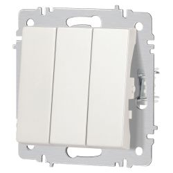 Выключатель Intro Accent 6-106-06 тройной, 10А-250В, IP20, СУ, AL/CU, перламутр | Intro