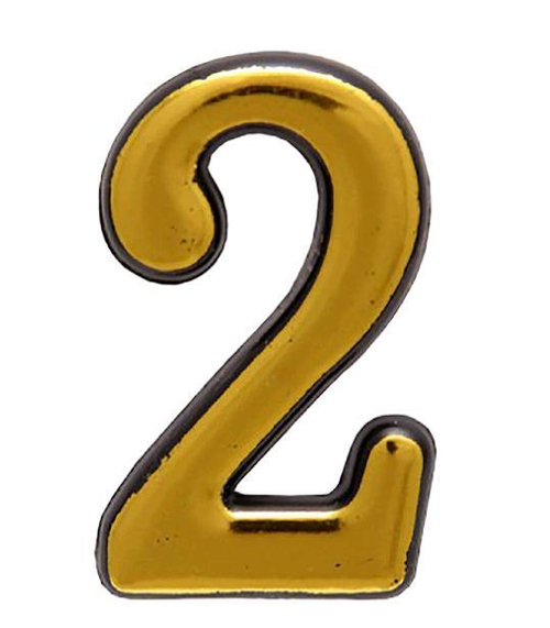 Цифра дверная АЛЛЮР ''2''  Маленькая пластик  ЗОЛОТО / 5090