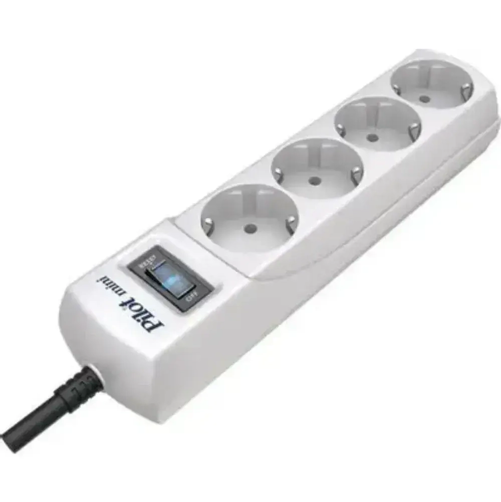 Сетевой фильтр PILOT Mini, 4-розетки, 3м, светло-серый