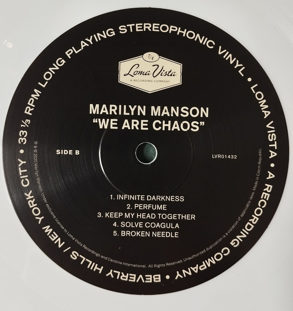 Винтажная виниловая пластинка LP Marilyn Manson We Are Chaos (EU 2020) (White Vinyl)