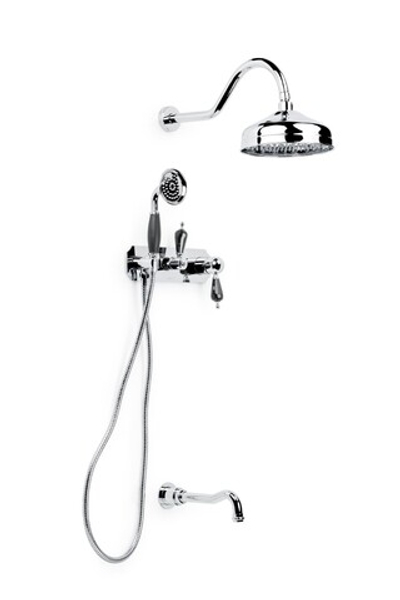 Смеситель для ванны, встроенный Tradizionale Nero c черным Swarowski