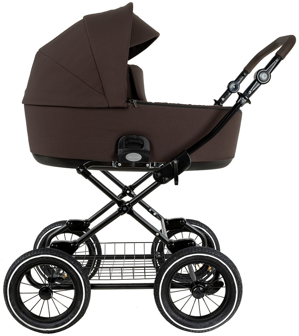 Детская коляска люлька Roan Bass Next Classic d12 2.0 1 в 1 BNC/73/1 Turkish Coffe/Black/руч.Cappuccino