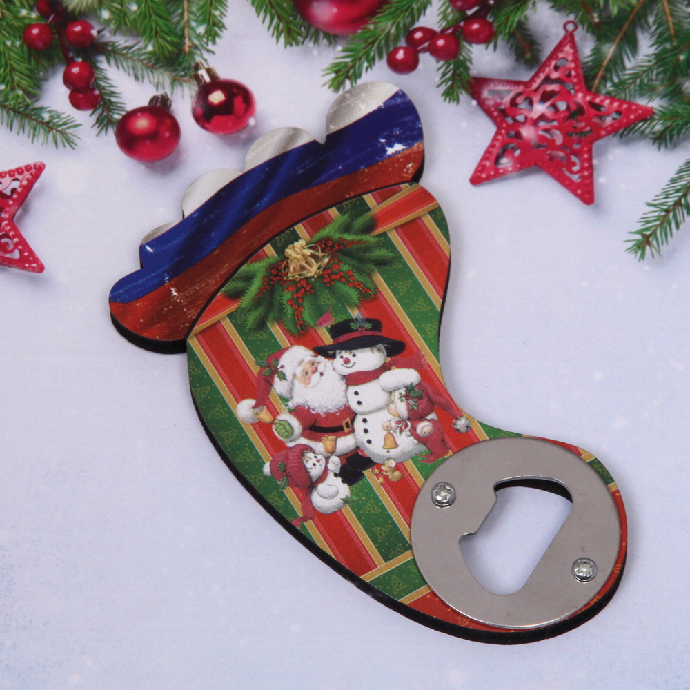 Открывашка для бутылок 13*8см «Дед Мороз и Снеговик»