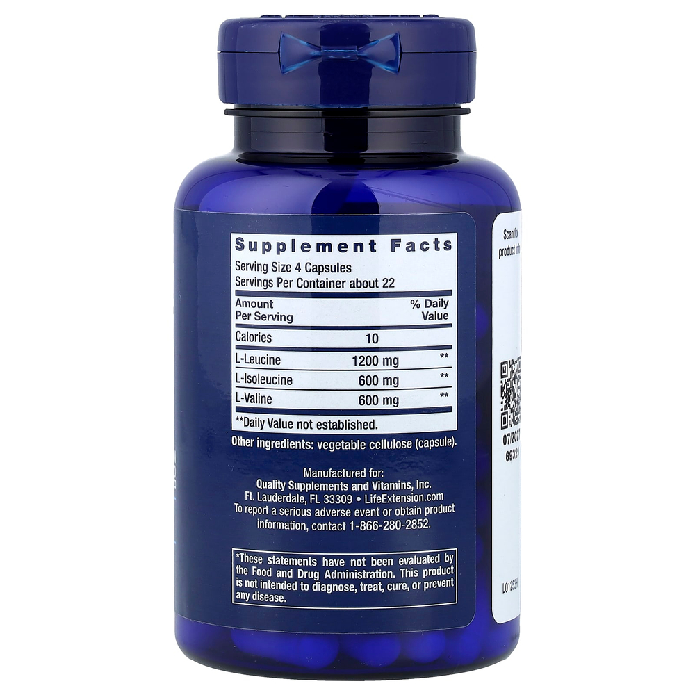 Life Extension, аминокислоты с разветвленной цепью, 90 капсул