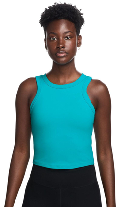 Женский теннисный топ Nike One Fitted Dri-Fit Short Sleeve Crop - пыльный кактус/черный