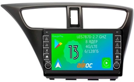 Магнитола для Honda Civic 9 2012-2015 (хэтчбэк) - Airoc AB-1901 (кнопки и крутилки), Android 13, TS20, 6/128Гб, SIM-слот, CarPlay