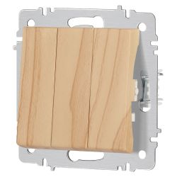 Выключатель Intro Accent 6-106-11 тройной, 10А-250В, IP20, СУ, AL/CU, сосна