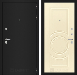 Входная металлическая дверь Лабиринт Classic (Классик) шагрень черная 23 Шампань Софт