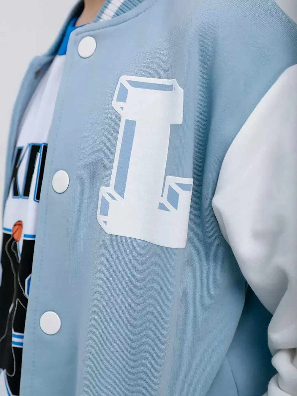 Голубой бомбер детский для школы и сада