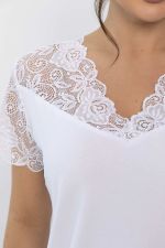 Блуза с кружевом Инь-Янь (белая) Б14256-18М LT Collection