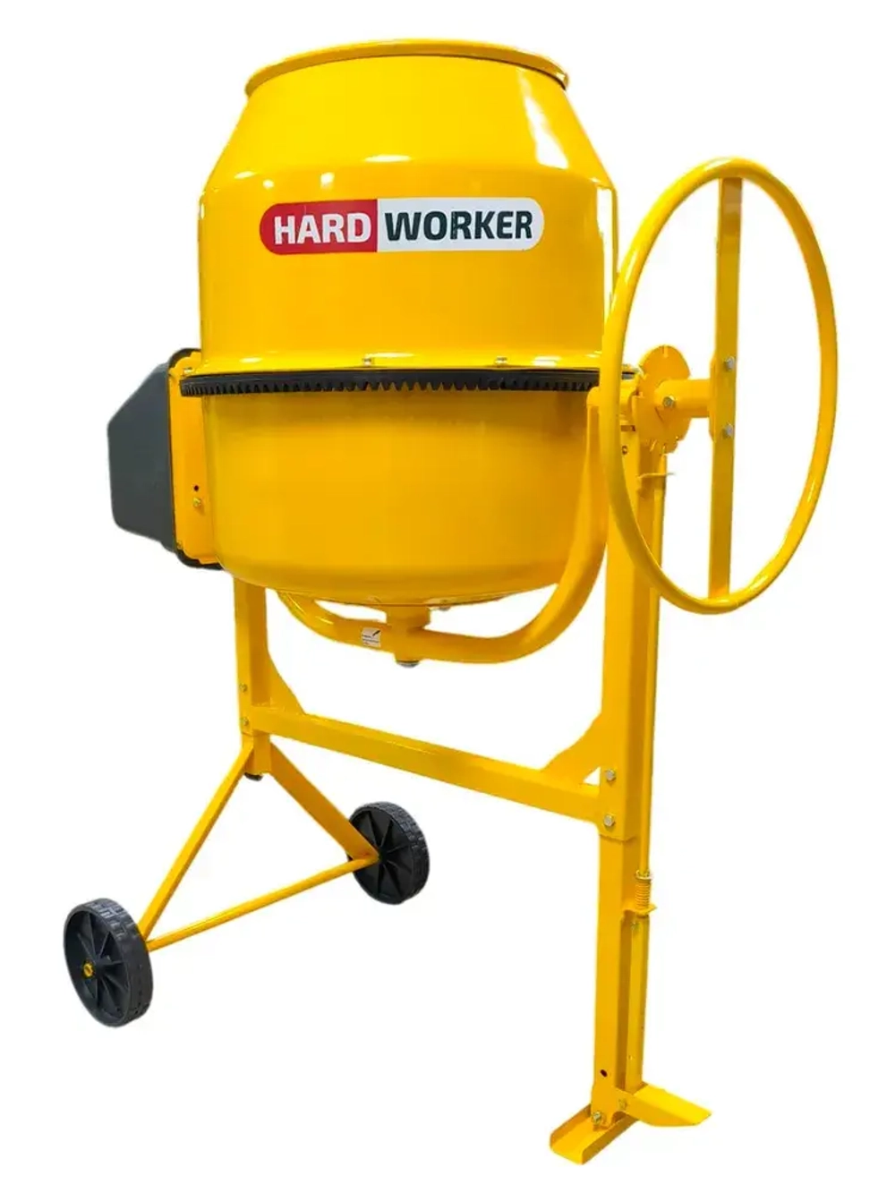 Бетономешалка строительная HARD WORKER СБП150П, бетоносмеситель электрический 550 Вт, с педалью, полиамидный венец
