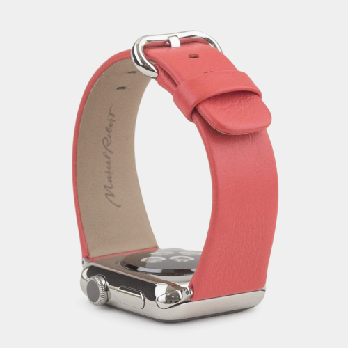 Ремешок для Apple Watch 40/41/42 mm из кожи теленка, кораллового цвета