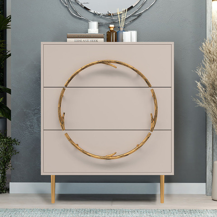 Комод Арт Колор matte Стайл Голд с 3 ящиками Серый агат матовый