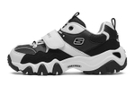 Big kids Skechers D'lites II trend all-match thick-soled casual daddy shoes white and black