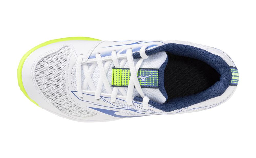 Детские Кроссовки теннисные  Mizuno Break Shot 5 Jr. CC - white/dazzling blue/light yellow