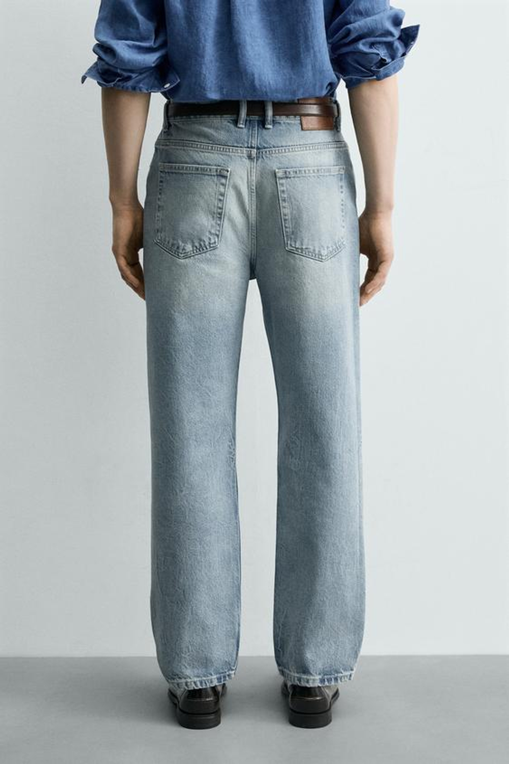 ZARA ДЖИНСЫ STRAIGHT ДЛИНОЙ ДО ЩИКОЛОТКИ, ГОЛУБОЙ