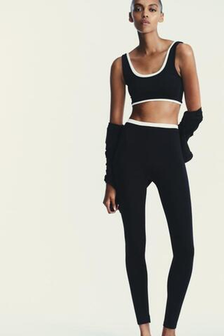 ZARA ДВОЙНЫЕ ЛЕГИНСЫ, ЧЕРНЫЙ / БЕЛЫЙ