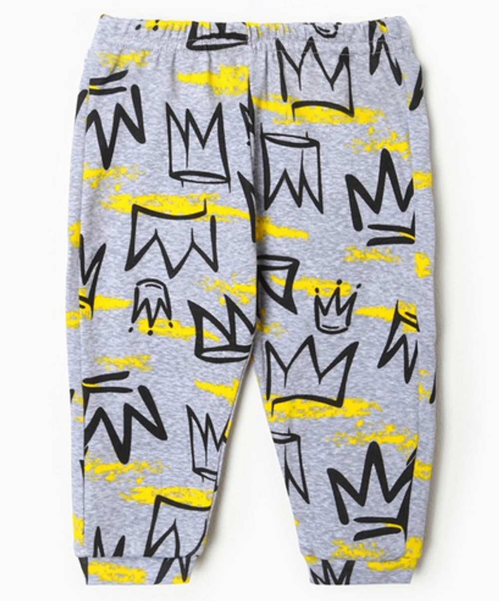 Ползунки (Штанишки) детские цвет серый/короны, рост 68 см (Тошка)