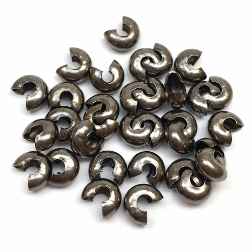 Бусины укрывные 6х5 мм (10 шт), черный металл