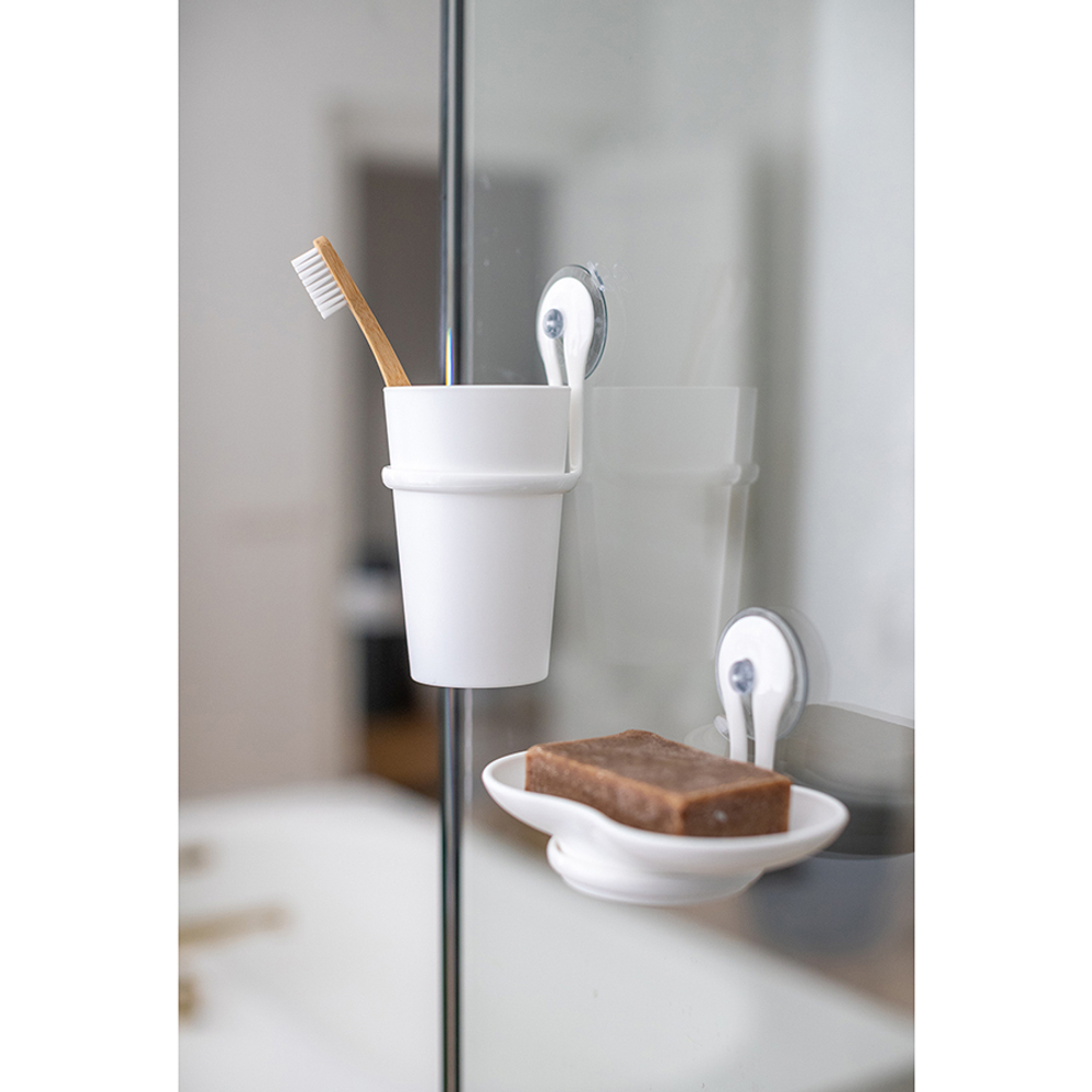 Стакан для зубных щеток на присоске loop, organic, молочный