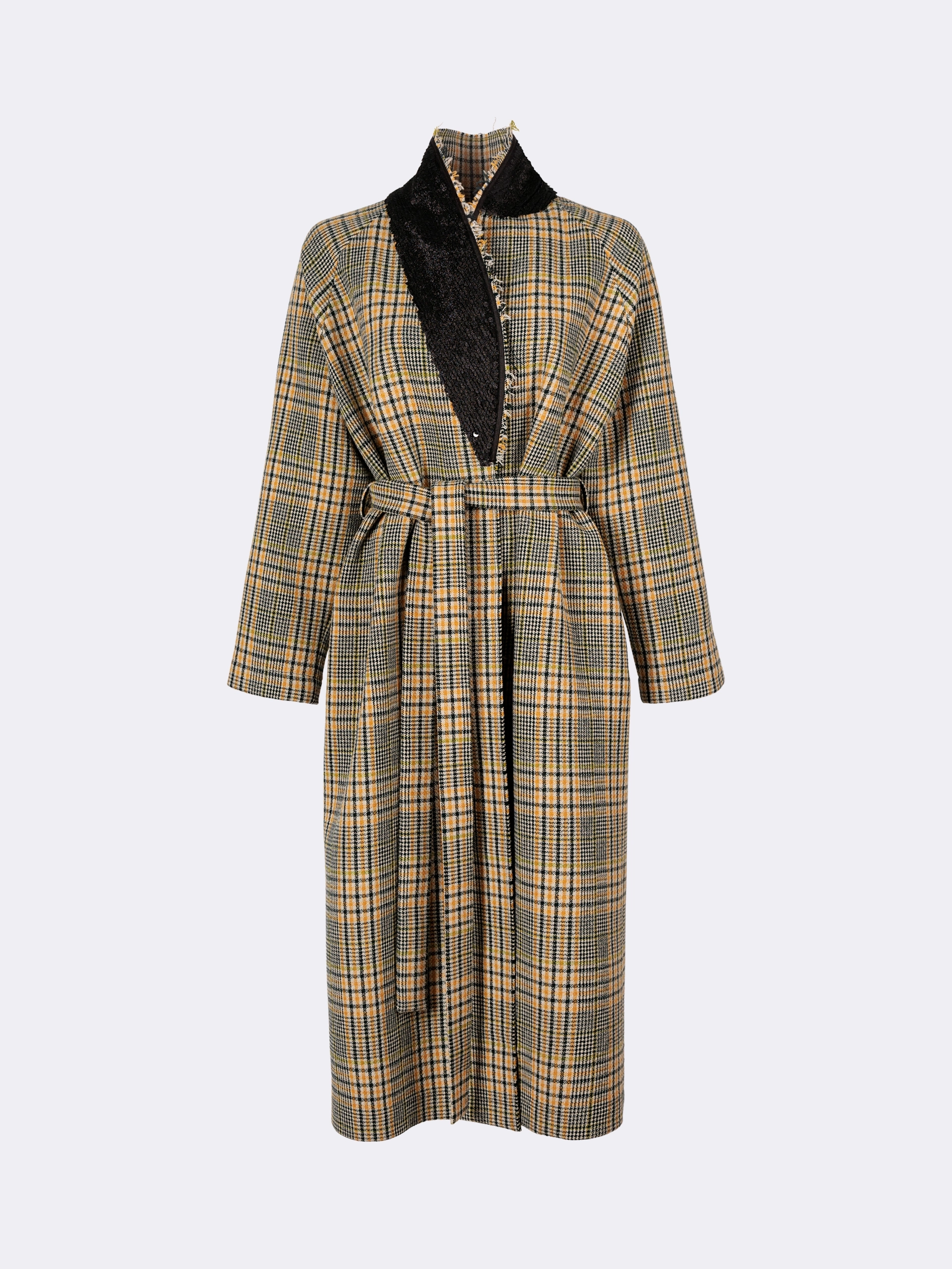 Пальто-халат с воротником из пайеток OLA OLA