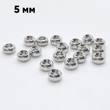 Бусина, цвет серебро (родий), размер 5*2,5, цена за 10 шт