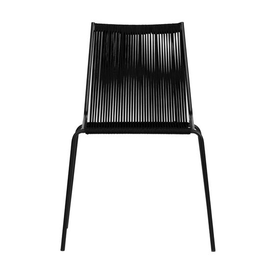 Стул уличный обеденный Lion черный из металла и шнура