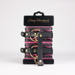 Черные кожаные оковы с розовой строчкой (Цвет: черный с розовым)