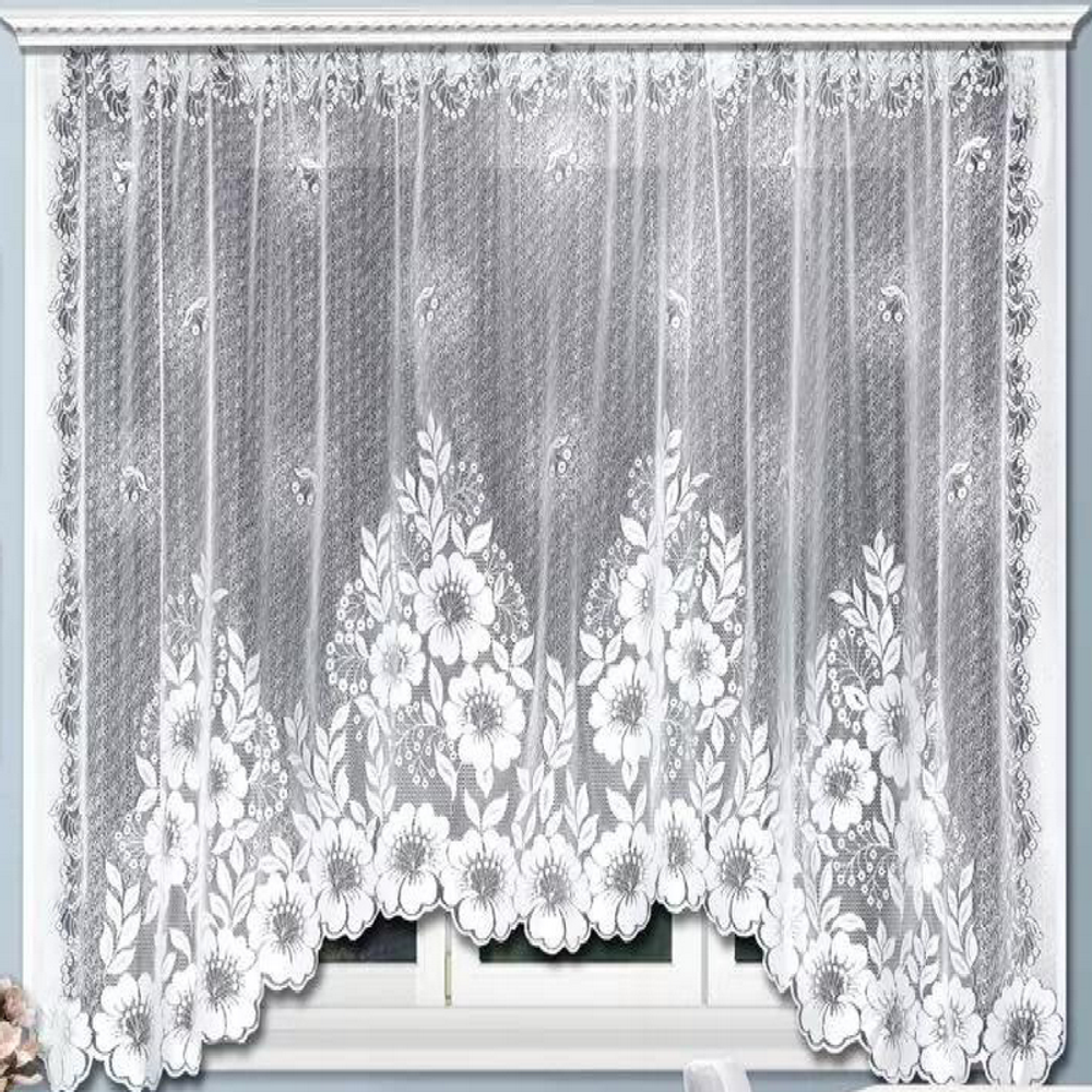 Занавеска &quot;ФМ. ВИКТОРИЯ&quot; модель 424 рис. 2-13-70, на шторной ленте, цвет белый, Россия.