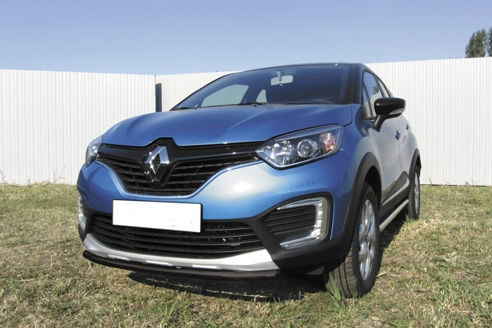 Защита переднего бампера (нержавейка) Renault Kaptur 2WD (2012-2019) d42 (черный)