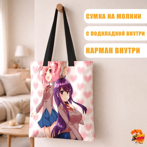 Сумка шоппер с принтом Doki Doki