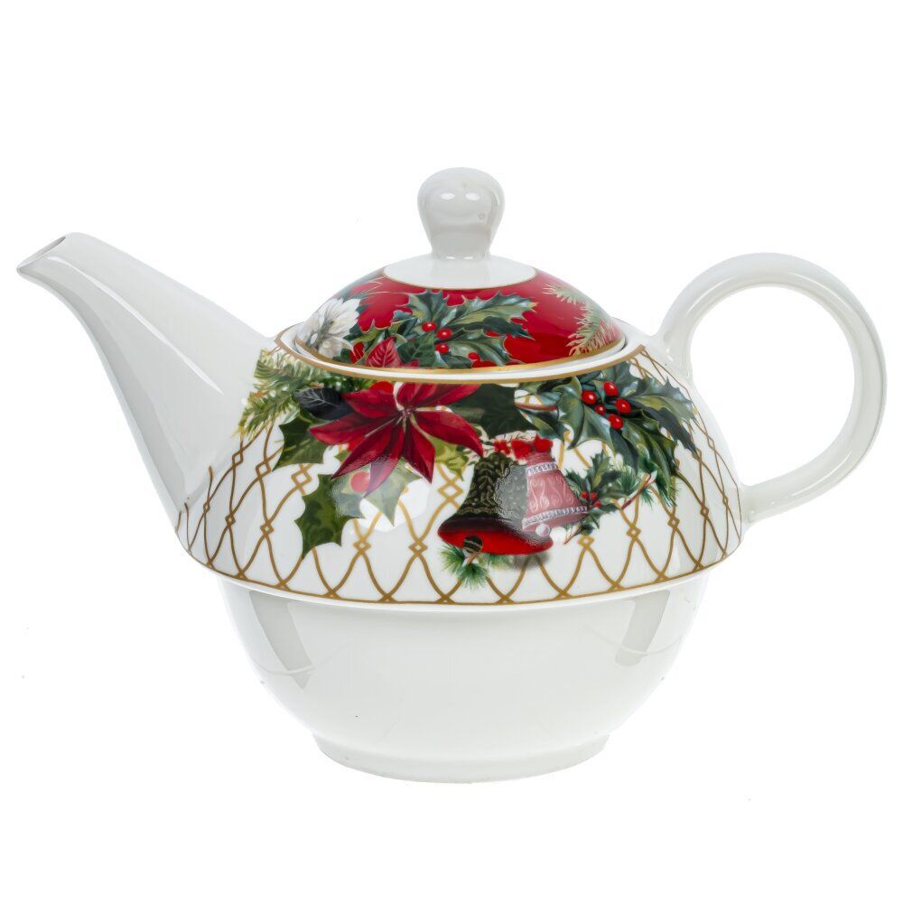 GAEM Чайник с чашкой и блюдцем "Зимнее волшебство", 300 мл, L16,5 W16,5 H14 см