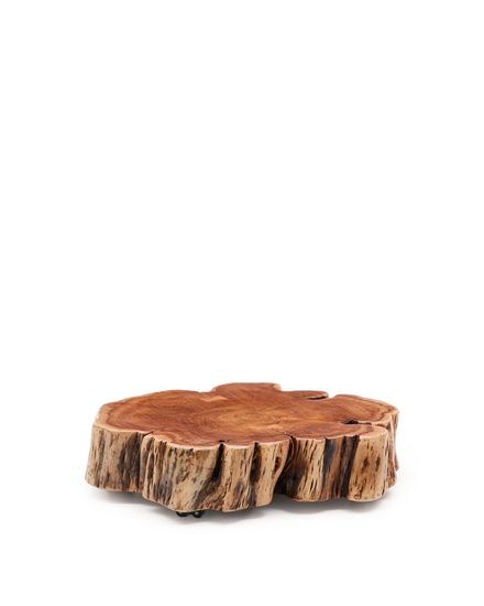 Журнальный столик Tavine из массива акации с выбеленной отделкой, с колесами Ø65 см