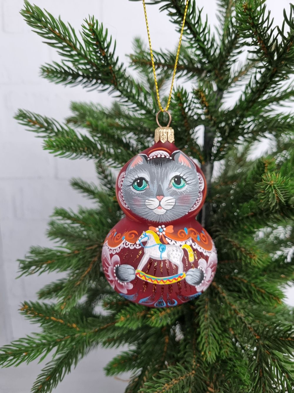 Кошечка Машка стеклянная игрушка