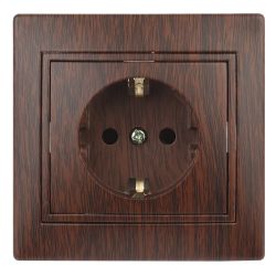 Розетка Intro Plano 1-202-10 с заземлением 2P+E Schuko 16А-250В IP20 СУ венге