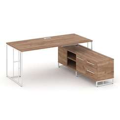 Rift Direct Стол руководителя на опорной тумбой RF.SRT-24 (R) Дуб Табак/Металл Белый/Белый Ручки 158