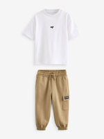 Футболка и джоггеры в комплекте для мальчика Next 854-123, Белый, Песочный
