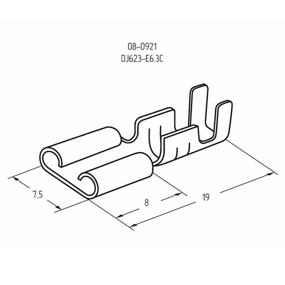 Клемма плоская (гнездо-7.7мм) 1-2.5кв.мм (DJ623-Е6.3C) Rexant 08-0921