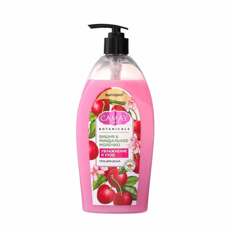CAMAY Гель для душа Botanicals Вишня и миндальное молочко, 750 мл (32779)