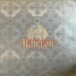 Парча "Гуслица" белая с серебром