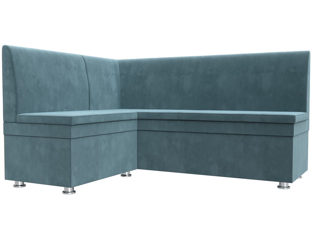 Диван кухонный угловой Уют левый угол, Бирюзовый, Велюр, 109625L