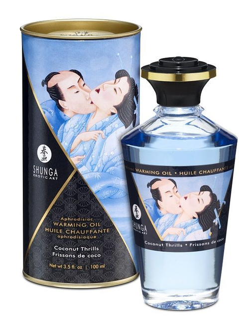 Массажное масло Shunga съедобное, разогревающее, кокос, 100 мл