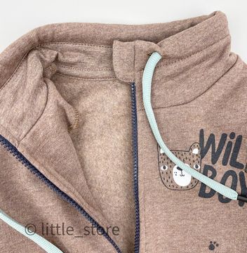 Толстовка из футера с начесом "Wild boy" коричневый меланж