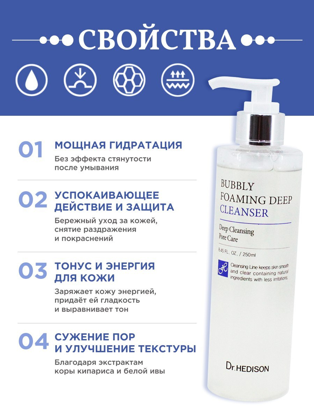 Пенка для лица Dr.Hedison Bubbly Foaming Deep Cleanser, 250мл