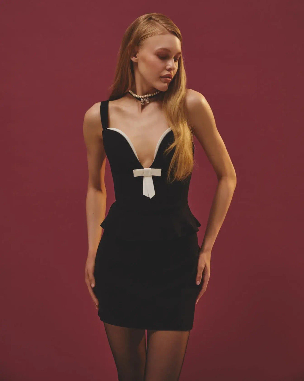 Юбка мини из вискозы, Черный