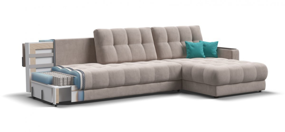 Угловой диван Босс Макс Велюр Монолит латте