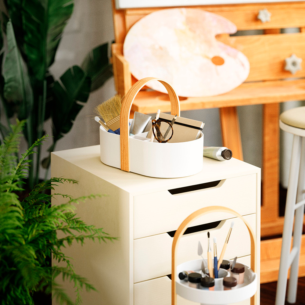 Органайзер bellwood caddy, 30х23 см, белый/натуральное дерево