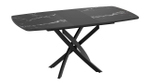 Стол кухонный обеденный раздвижной Черный муар/Стекло матовое черный мрамор 134(173)х90х75 см