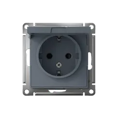 Розетка 1-м СП AtlasDesign 16А IP20 с заземл. защ. шторки с крышкой механизм грифель SE ATN000746